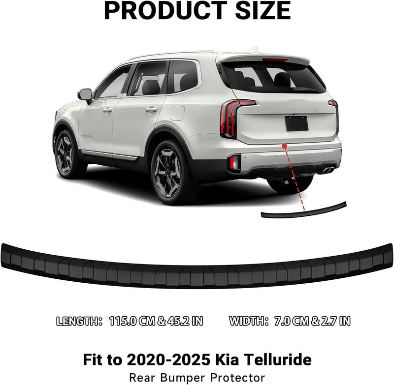 Hellet Rear Bumper Protector for Kia 2020-2025 Telluride Accessories Matte Black ABS Plastic Material Rear Bumper Guard Trim - Image 5